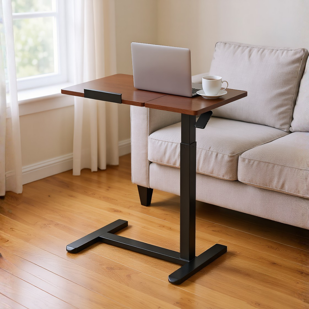 YoYo Casa FA116 Mobile Pneumatic Desk with Tilting Desktop – Dark Walnut