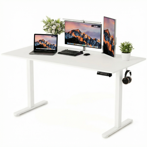 YoYo Casa 55-Inch Electric Standing Desk with 3 Memory Presets – White