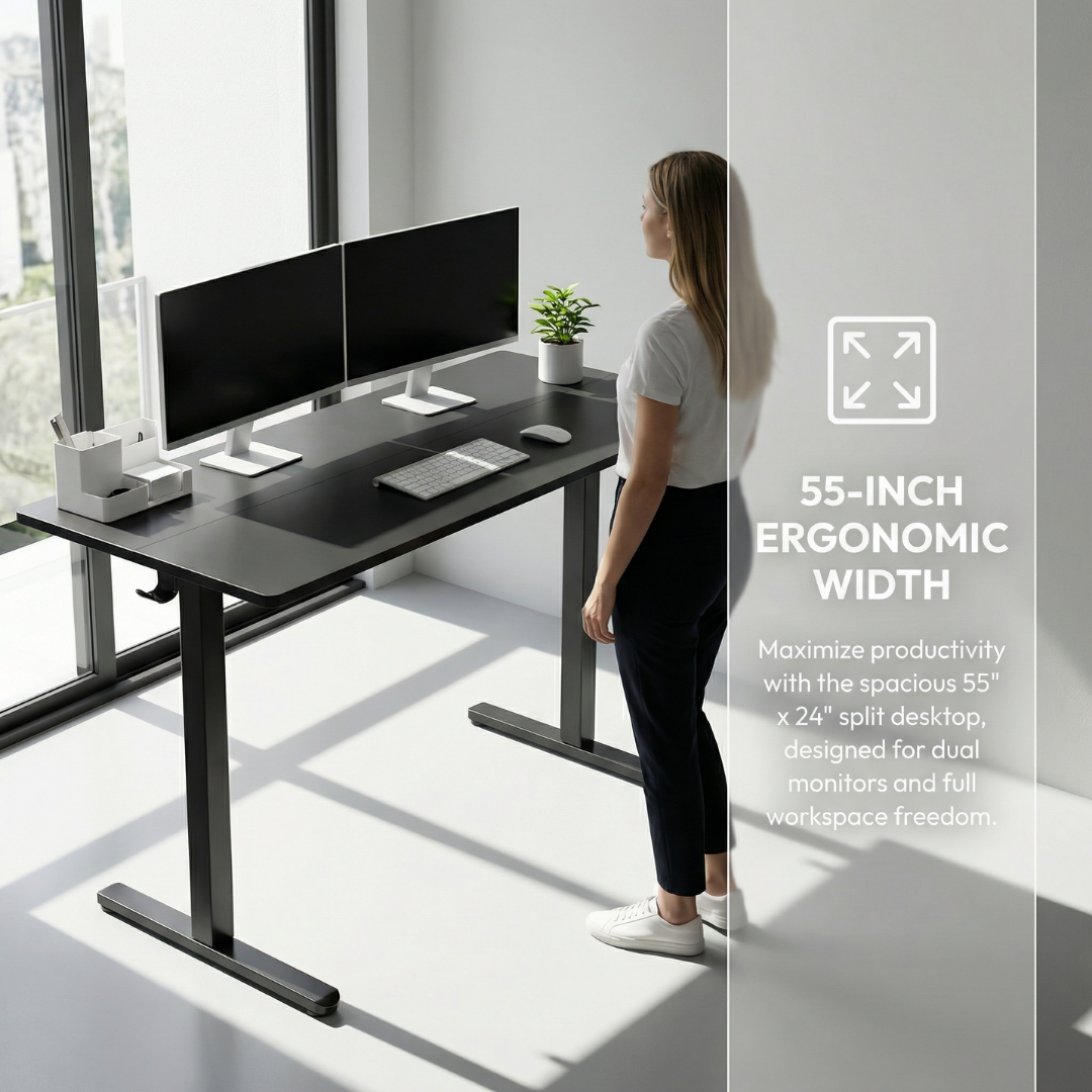 YoYo Casa 55-Inch Electric Standing Desk with 3 Memory Presets – Black