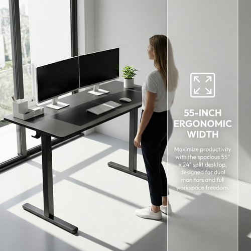 YoYo Casa 55-Inch Electric Standing Desk with 3 Memory Presets – Black