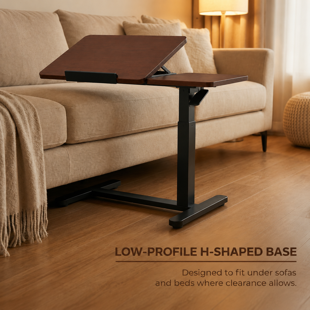 YoYo Casa FA116 Mobile Pneumatic Desk with Tilting Desktop – Dark Walnut