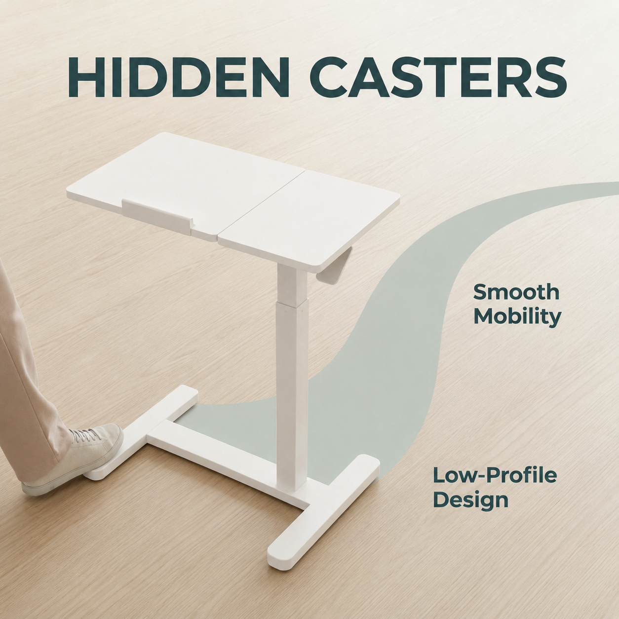 YoYo Casa FA116 Mobile Pneumatic Desk with Tilting Desktop – White