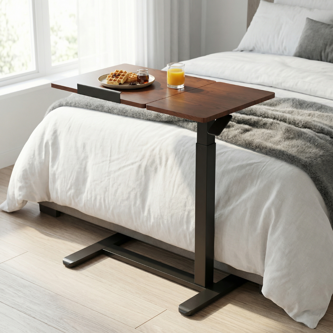 YoYo Casa FA116 Mobile Pneumatic Desk with Tilting Desktop – Dark Walnut