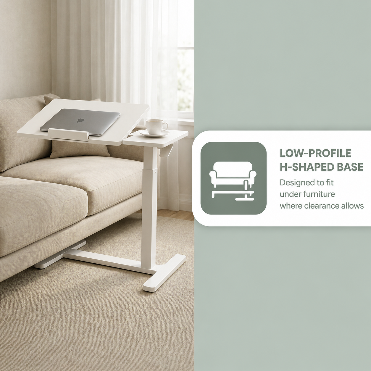 YoYo Casa FA116 Mobile Pneumatic Desk with Tilting Desktop – White