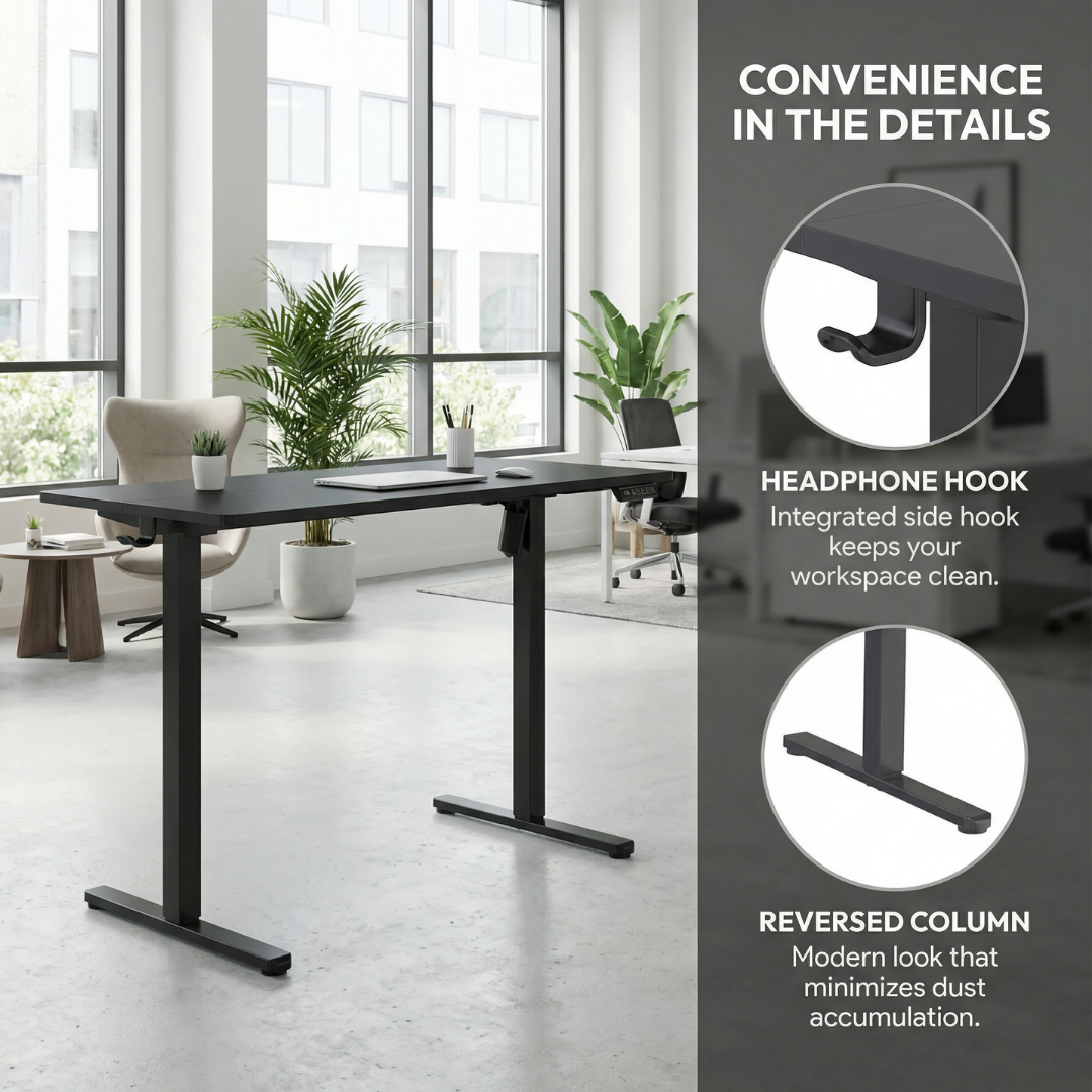 YoYo Casa 55-Inch Electric Standing Desk with 3 Memory Presets – Black