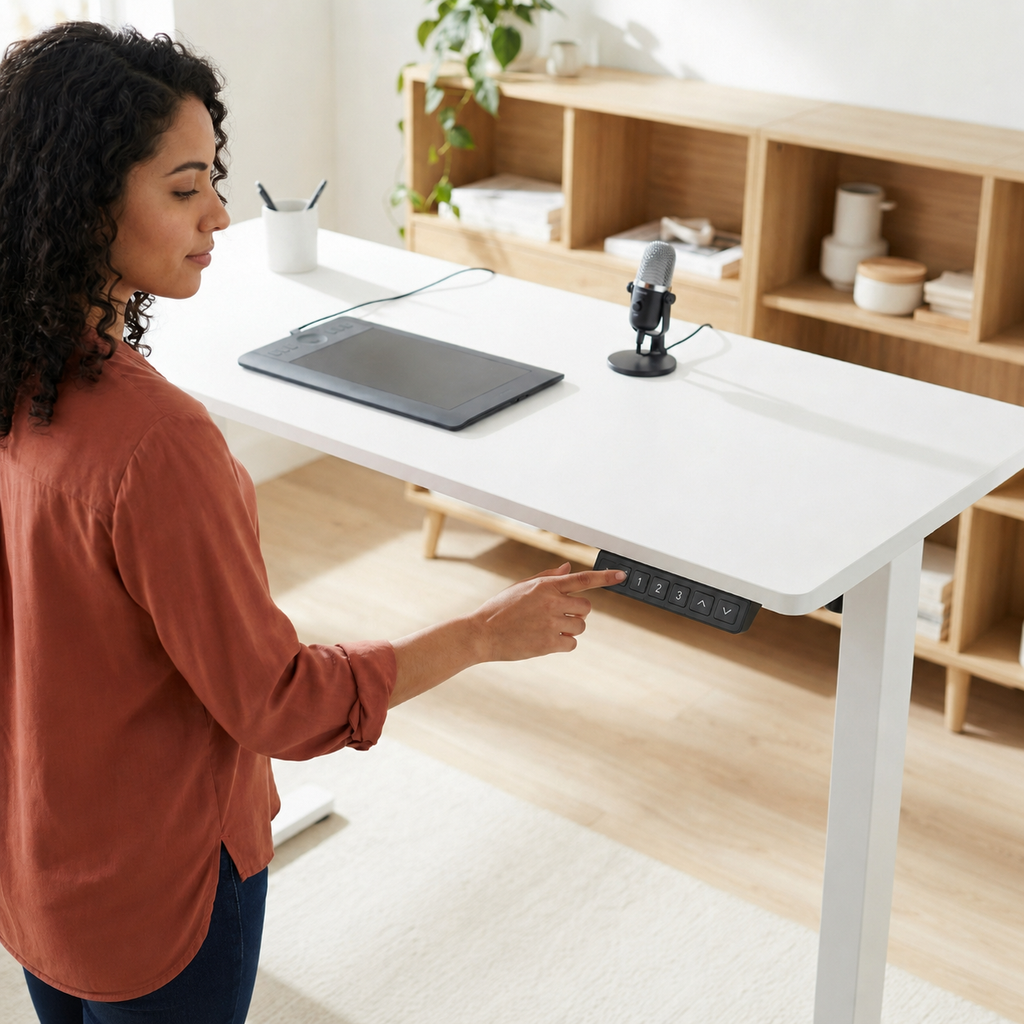 YoYo Casa 55-Inch Electric Standing Desk with 3 Memory Presets – White