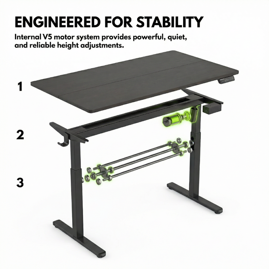 YoYo Casa 55-Inch Electric Standing Desk with 3 Memory Presets – Black