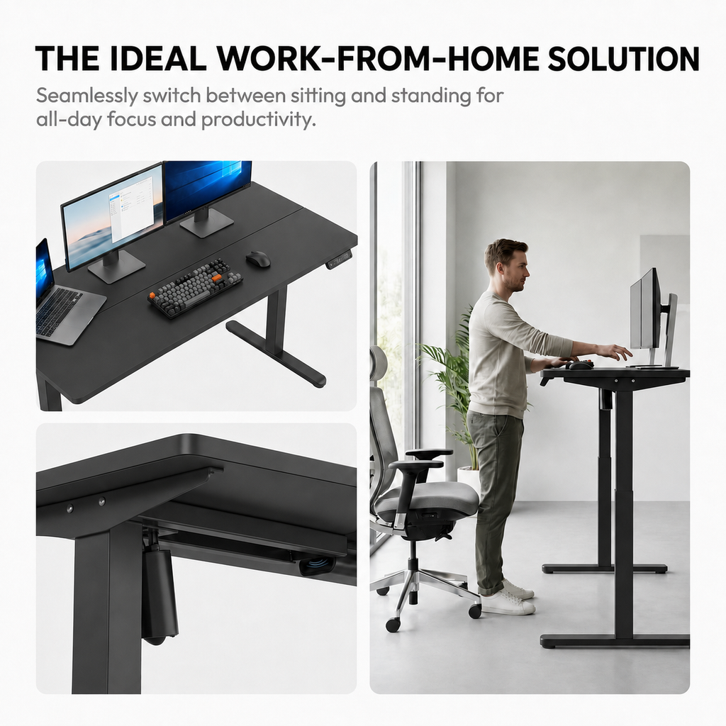 YoYo Casa 55-Inch Electric Standing Desk with 3 Memory Presets – Black